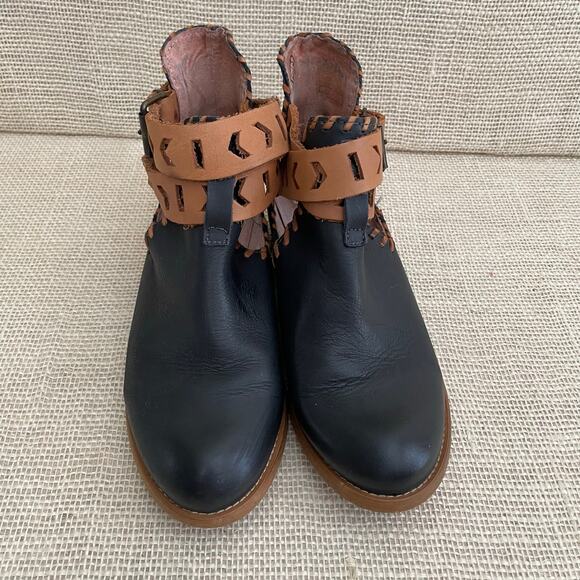 Musse and Cloud All Leather Wrap Around, Ankle Boots, Navy, Brown, Ladies 6 - Picture 6 of 10